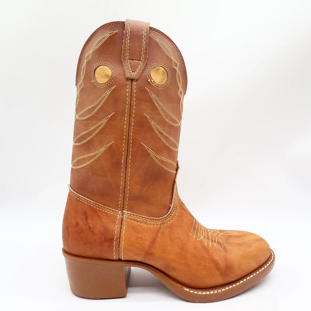 Acme Vintage Cowboy Boots Kids 3.5 D Russet Driftwood Leather New In Box